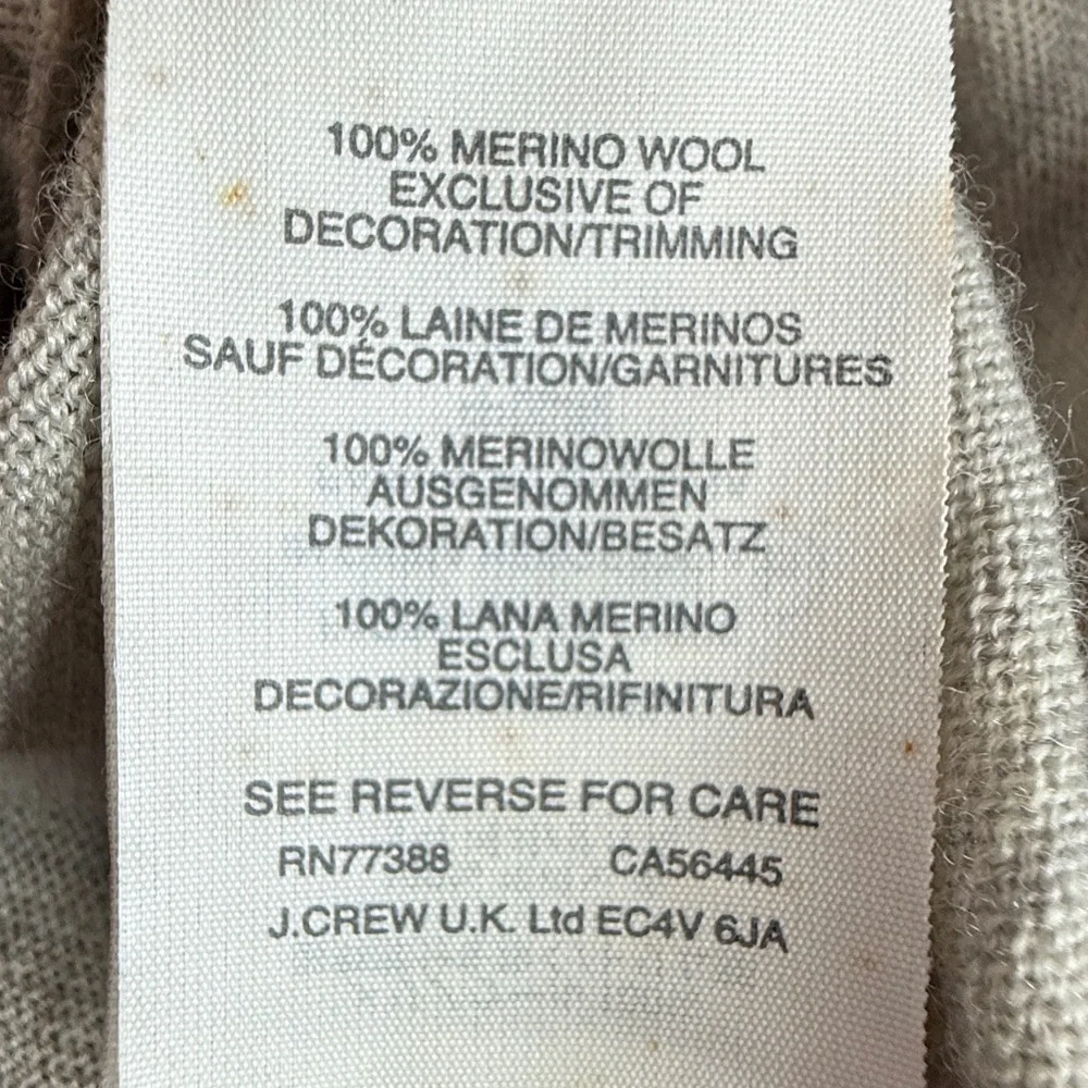 J.Crew 100% Merino Wool Gray Cardigan Embellished Pockets Size M